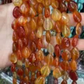 Perles naturelles en agate cornaline orange en forme de goutte d'eau pour bijoux DIY - 8x10mm (env. 39 pièces/brin) / Agate rouge