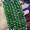 Natural green faceted abacus stone beads string for handmade DIY jewelry craft making - Approx. 70 Pcs/Strand / Deep Green (18)