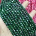 Dark green 6mm faceted natural stone cube beads for handmade jewelry making and DIY crafts - 6mm (Approx 65 Pieces/Pack) / Treated Dark Malay Jade