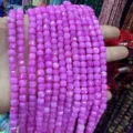 6mm faceted purple natural stone cube beads for DIY jewelry making loose crystal square beads - 6mm (Approx 65 Pieces/Strand) / Rose Red