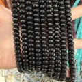 Natural black stone 5x8mm faceted abacus wheel beads for DIY jewelry making and crafts - Approx. 70 Pcs/Strand / Black (57)