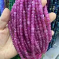 Natural magenta faceted cube stone beads 6mm size for DIY jewelry making accessories - 6mm (Approx 65 Pieces/Strand) / Plum Purple