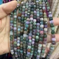 Natural 6mm faceted stone cube beads in mixed colors for handmade DIY jewelry crafting - 6mm (Approx 65 Pieces/Strand) / India Agate