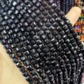 Professional 6mm black natural stone faceted cube beads strings for DIY jewelry crafting accessories - 6mm (Approx 65 Pieces/Strand) / Black Spinel