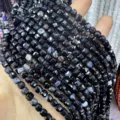 6mm natural black agate faceted sugar cube beads for DIY jewelry making projects - 6mm (Approx 65 Pieces/Pack) / Black Agate