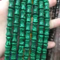 Malachite green bamboo shape tube beads for DIY jewelry making - 8*12mm (Approx. 32 Pieces/Strand) / Malachite-toned Stone