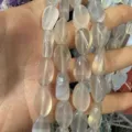 Perle di pietra naturale ovale bianche semitrasparenti per creazione di gioielli fai-da-te - 11*16mm (Circa 12 Pezzi) / Agata