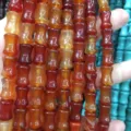 Natural orange bamboo-shaped carnelian agate stone beads 8x12mm for DIY jewelry making - 8*12mm (Approx. 32 Pieces/Strand) / Red Agate