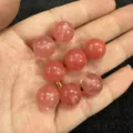 Premium natural pink round stone beads for professional DIY jewelry making and artisanal crafts - 6mm (No Hole) / Watermelon red