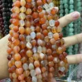Perles de cornaline agate orange facettées pour création de bijoux DIY - Agate rouge