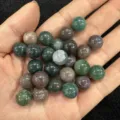Natural green moss agate half-drilled round loose beads for DIY jewelry accessories - 6mm (No Hole) / India Agate