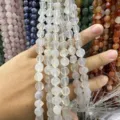 Perles bouton en pierre d'agate blanche semi-transparente naturelle pour bijoux DIY - Agate