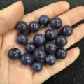 Dark blue sparkling sandstone round loose beads for DIY jewelry making accessories - 6mm (No Hole) / Blue Sandstone