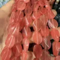 Perle in pietra naturale quarzo fragola rosa forma ovale per bracciali gioielli fai da te - 11*16mm (Circa 12 Pezzi) / Rosso anguria