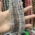 Perles torsadées en agate grise translucide naturelle pour la création de bijoux DIY - Agate Grise