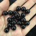 Polished black onyx stone semi-drilled round beads for DIY jewelry making accessories - 6mm (No Hole) / Black Agate