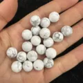 White howlite turquoise round loose beads with grey veins for DIY jewelry making - 6mm (No Hole) / Natural White Turquoise