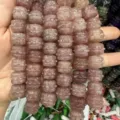 Hand-held strands of carved natural stone drum beads for handmade DIY jewelry making - Approx 14*14mm (Approx 10 Pieces Strand) / Strawberry Quartz