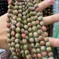 Perles en pierre naturelle d'unakite facettées pour la création de bijoux DIY - Unakite