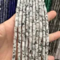 4x7mm natural stone cylinder beads white with black spotted pattern for DIY jewelry - 4*7mm (About 38cm Per Strand) / Tianshan Blue