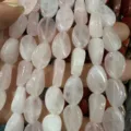 Perle in pietra naturale di quarzo rosa ovali per la creazione di bracciali e collane DIY - Quarzo rosa