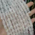 Translucent white 8x12mm natural stone bamboo shape tube beads for jewelry making - 8*12mm (Approx. 32 Pieces/Strand) / White Crystal