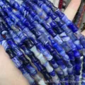 Blue striped agate bamboo beads 8x12mm for handmade DIY jewelry accessories - 8*12mm (Approx. 32 Pieces/Strand) / Blue Striped Agate
