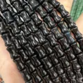 Natural black bamboo shaped stone beads 8x12mm for DIY jewelry making supplies - 8*12mm (Approx. 32 Pieces/Strand) / Black Agate