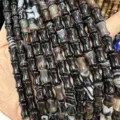 Premium natural black striped agate bamboo joint beads 8x12mm for DIY jewelry crafts - 8*12mm (Approx. 32 Pieces/Strand) / Black Stripe Agate