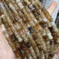 Natural 8x12mm bamboo-shaped striped agate beads for DIY jewelry making - 8*12mm (Approx. 32 Pieces/Strand) / Coffee Striped Agate