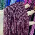 2,5 mm lila facettierte quadratische Zuckerwürfel-Natursteinperlen für DIY-Schmuck - Ca. 2,5 mm (ca. 160 Perlen/Strang) / Granat
