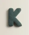 Dark green letter K plush pillow, soft teddy fleece cushion for kids room sofa decor prop. - Letter K