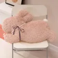 Nordic pink rabbit plush pillow with pearl ribbon, cute shaped sofa backrest cushion. - Pearl Rabbit Pillow / 50cm / Pink Pearl Rabbit