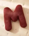 Letter M throw pillow, dark red teddy fleece cute sofa cushion, soft kids toy and photo prop. - M