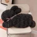 Dark grey plush rabbit pillow with pearl necklace, soft decorative cushion for sofa and bed. - Pearl Rabbit Pillow / 50cm / Black Pearl Rabbit