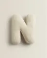 Sherpa fleece letter N throw pillow, cute kids room decor, soft couch cushion toy. - Letter N