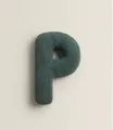 Dark green letter P plush pillow, soft sherpa fabric, cozy sofa cushion and kids toy decor. - Letter P