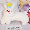 Cute white rabbit plush throw pillow lovely animal shaped sofa cushion for home decor - Crown Rabbit Pillow / 55x32cm / White