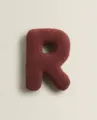 Letter R plush pillow, dark red sherpa fleece decorative cushion for home sofa or kids room. - Letter R