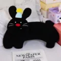 Black rabbit plush pillow cute shaped decorative cushion for sofa bed living room decor - Crown Rabbit Pillow / 55x32cm / Black
