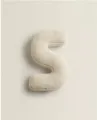 White sherpa letter S pillow, fluffy teddy fleece cushion for kids room sofa decor and cute photo props. - S