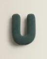 Dark green letter U plush pillow, soft Nordic style ABC cushion for kids room and home sofa decor. - Letter U