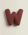 Dark Red W Letter Sherpa Pillow, Cute Alphabet Cushion, Soft Plush Toy for Sofa Decor - Letter W