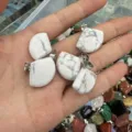 18mm white natural stone fan shape ginkgo leaf pendant with silver bail for DIY necklace - Natural White Turquoise