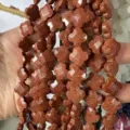 Premium 12mm faceted brown goldstone clover beads for DIY handmade jewelry necklace making - Gold Sandstone