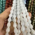 Facettierte weiße Naturstein Kristallperlen in Tropfenform für DIY Schmuckherstellung - Weißer Jade