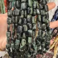 Grüne und schwarze rechteckige Natursteinperlen für die DIY-Schmuckherstellung - 10*14mm*5mm (Ca. 28 Stück/Strang) / Grün gemusterter Stein