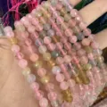 Cuentas de piedra natural de 6mm con facetas de colores para pulseras DIY y manualidades - Aprox. 62 Cuentas/Tira / 6mm / Morganita Natural