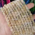 Cuentas de ágata amarilla natural facetada de 6mm para creación de joyas DIY artes - Aprox. 62 Cuentas/Tira / 6mm / Citrino