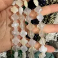 12mm faceted natural stone clover loose beads in white agate for DIY jewelry bracelet making - Agate